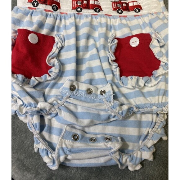 Dash Of Glitter Baby Girl Fire Truck  Summer One Piece, Romper Size 18-24 Months - Picture 9 of 9